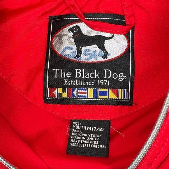 The Black Dog Red Kids Quarter Zip 7/8 Windbreaker Rain Jacket Hooded Pullover - Picture 9 of 16